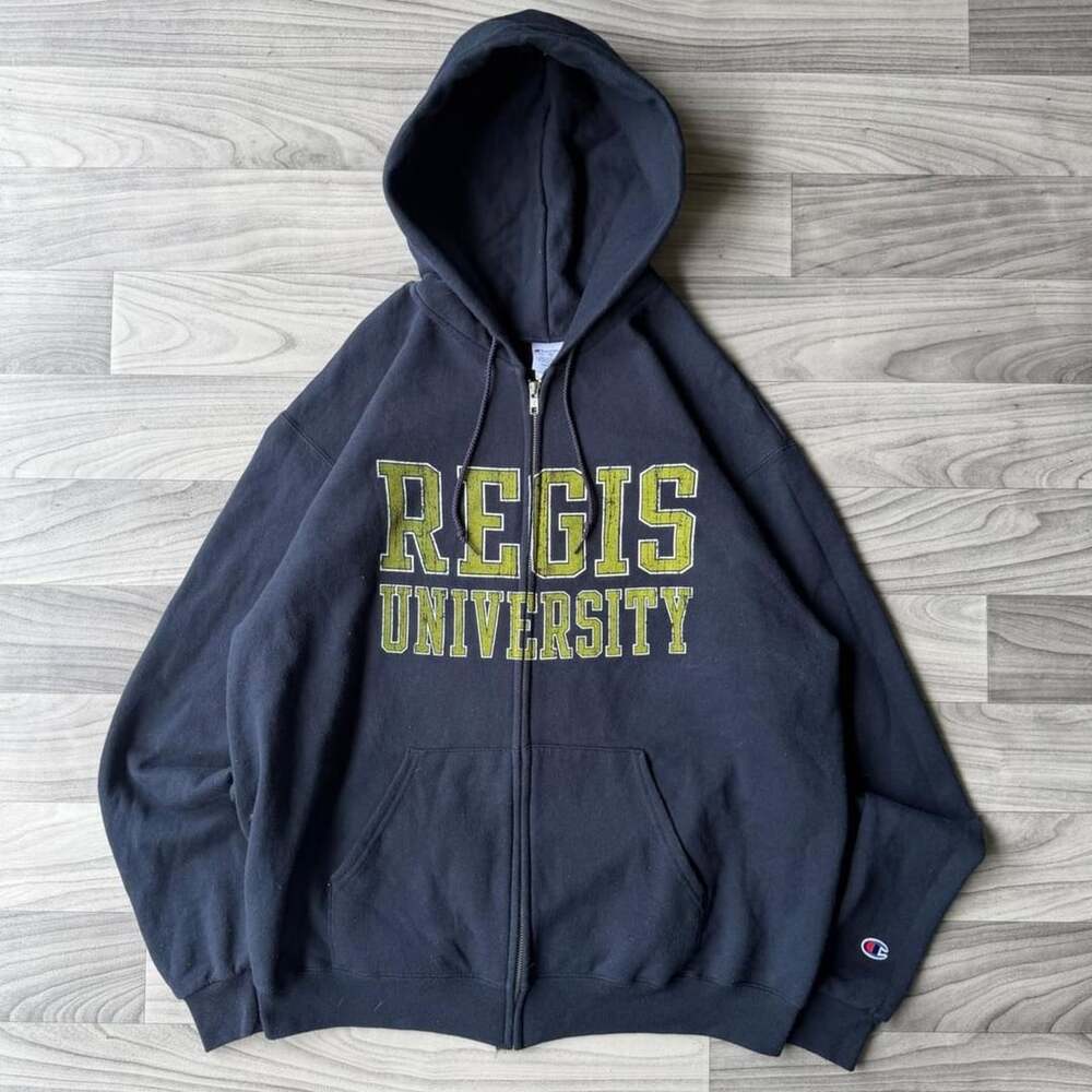 Champion Regis University Zip Up Hoodie Size L Navy Blue College